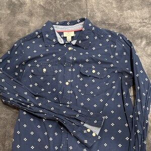St. John's Bay Navy Diamond Print Button Down Shirt